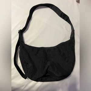 Medium Nylon Crescent Bag Black